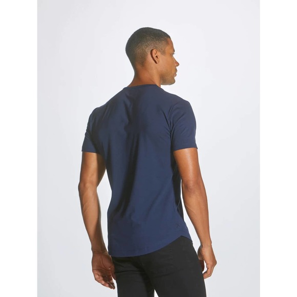 Cuts Clothing Men's Curve Hem Henley 4 Way Stretch Tee T-Shirt - Pacific Blue - Picture 5 of 6